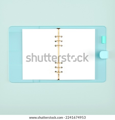 binder notebook and planner open empty pages 3d rendering
