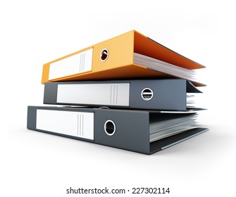 Binder, Office Folders On A White Background 