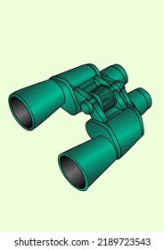 Binoculars Drawing Illustration Green Color