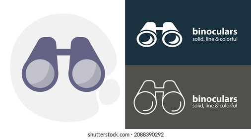 binoculars flat icon, with binoculars simple, line icon