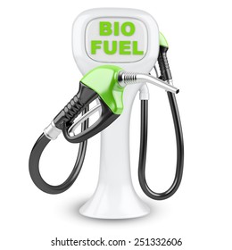 Bio Fuel Concept With Petrol Pump Machine. Isolated 3d Image.