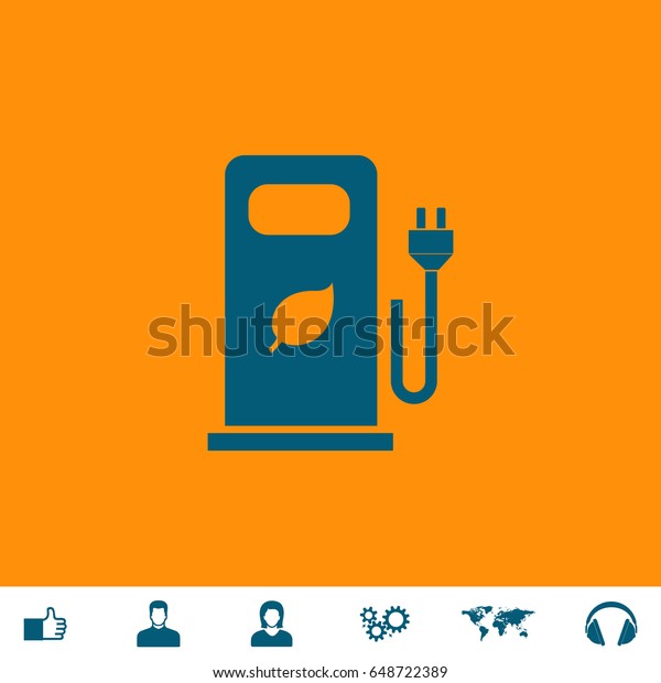 Bio gas Icon Illustration. Blue pictogram on\
orange background and bonus icons Thumb up, Man and Woman avatar,\
Gears, World map,\
Headphones