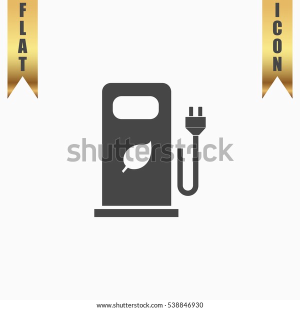 Bio gas Icon Illustration. Flat simple icon\
on light background with gold\
ribbons