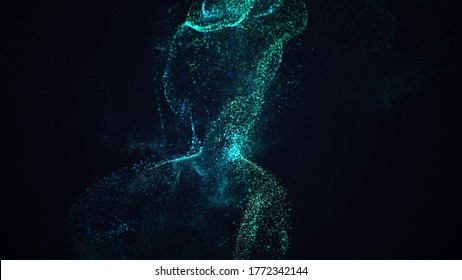 Bio luminescence. Abstract illumination of plankton on seashore at night.