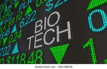 Bio Tech Health Care Stock Market Ticker Words 3d Illustration