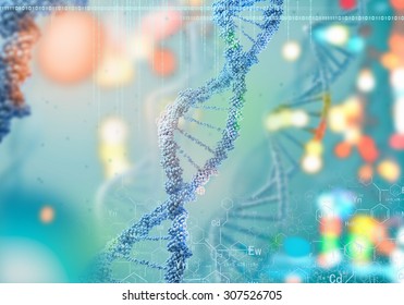 Biochemistry concept with digital blue DNA molecule