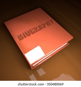 Biography Book With Leather Cover, Over Wooden Table, 3d Render