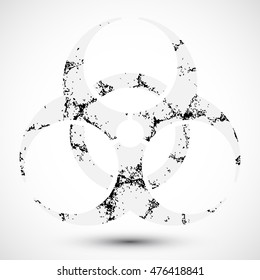 Biohazard Symbol with Grunge Texture on background. Isolated vector illustration of biohazard symbol. Icon can be used as a poster, wallpaper, t-shirt design, or webdesign.