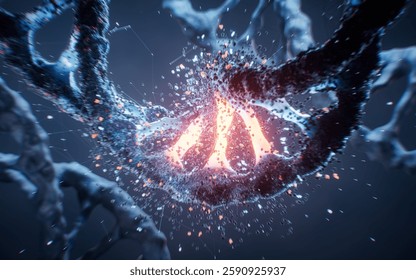 Biological DNA structure with bioengineering concept, 3d rendering. 3D illustration.