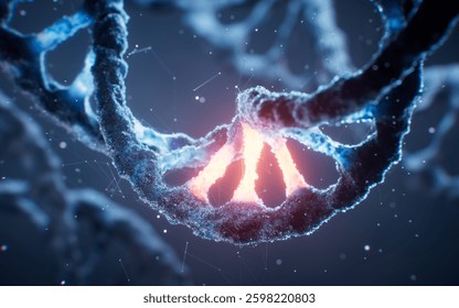 Biological DNA structure with bioengineering concept, 3d rendering. Non of any AI-generated content in the picture.