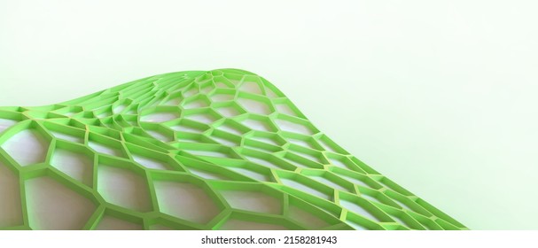 Biological Science And Technology For The Concept Of Voronoi Structure Of Green Leave. Internet Connection, Network, Access, Wireless Data, Coordination, Teamwork, Software Installation-3d Rendering