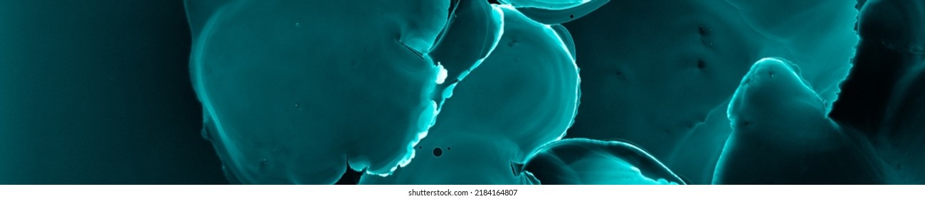 Biology Texture. Turquoise Microscopy Fluid. Geodesy Splash. Black Microscope Pattern. Close Up Human Bone Scan. Molecular Artwork With Mist Effect. Blue Biology Texture.