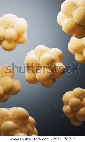 Biomedical microscopic fat cells structure, 3d rendering. 3D illustration.