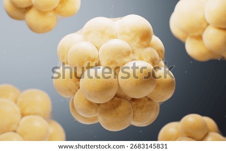 Biomedical microscopic fat cells structure, 3d rendering. 3D illustration.