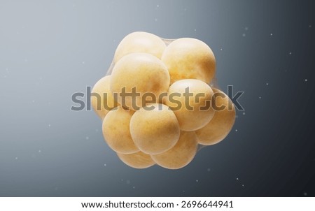 Biomedical microscopic fat cells structure, 3d rendering. 3D illustration.