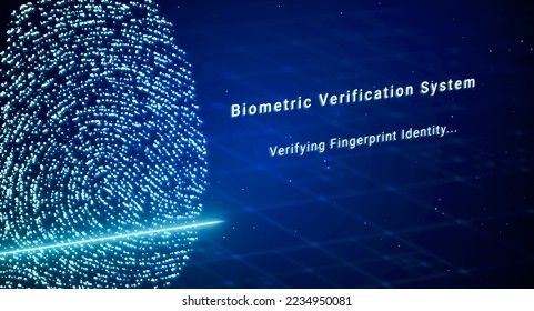 Biometric Data security technology for business, scanning screen of digital fingerprint identity to access privacy data, 3d rendering cybersecurity network database authorization concept