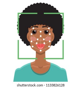 Biometric security identification, face recognition system concept. Vector illustration.