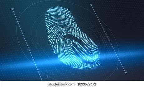 Biometrical Fingerprint Scanning Concept Illustration. Security Guard Control. Touch ID Validation. Digital Human Identification. Bio Metric Scanner. Futuristic HUD. Future Technologies. Hi-tech