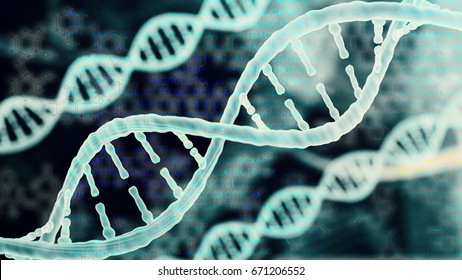 Biotechnology bioinformatics concept of DNA and protein letter background, DNA and protein sequence 3d render 