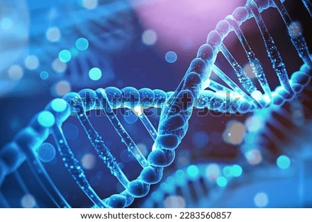 Biotechnology DNA structure,Human cell biology DNA strands molecular structure ,Science background ,3D illustration Imagine de stoc © 