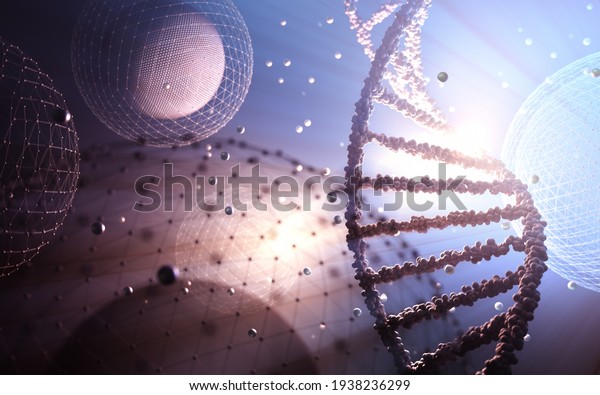 Biotechnology and genetic engineering. 3D\
illustration of science and molecular\
technology.