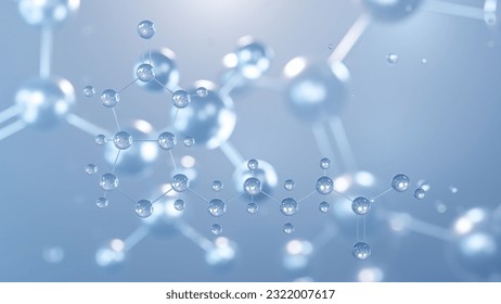 biotin molecular structure 3d, flat model, vitamin b7, structural chemical formula view from a microscope