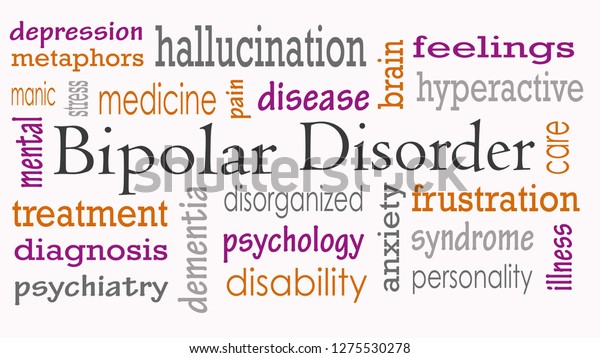 Bipolar\
disorder word cloud concept - Illustration\

