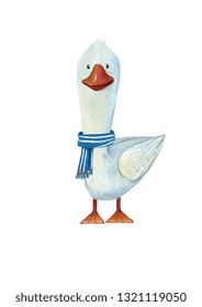 bird. colorful beautiful bird, bright illustration for children.stylized goose for logo