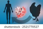 Bird flu virus h5n1, medical illustration surface structure, avian influenza, bird flu in humans,  3d rendering 