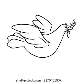 Bird Peace Dove Flying Coloring Page Cartoon Illustration