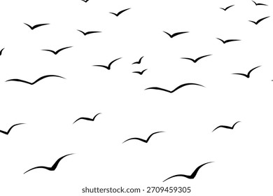 Bird silhouettes pattern plain backdrop. Ornithology avian life illustration.