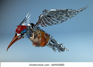 Bird steampunk 3d illustration rendering