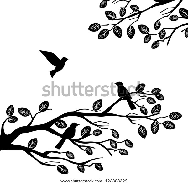 Bird Tree Silhouette Stock Illustration 126808325