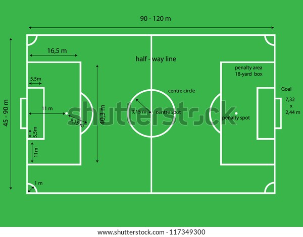 Birdeye View Soccer Football Field Metric Stock Illustration 117349300