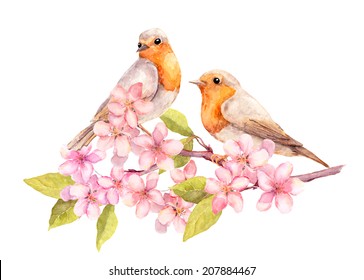 446 Cherry Blossom Two Birds On Tree Images, Stock Photos & Vectors ...