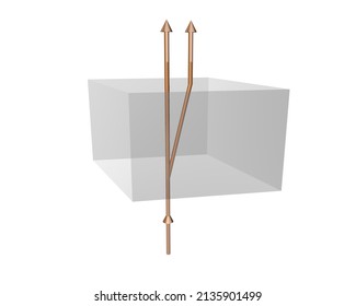 Birefringence Illustration, Calcite Crystal, Polarization, 3D Rendering