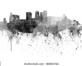 Birmingham AL Skyline In Black Watercolor On White Background