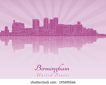 Birmingham AL Skyline In Purple Radiant Orchid