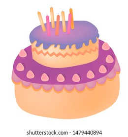 Birtday Cake Illustration Color Design Print