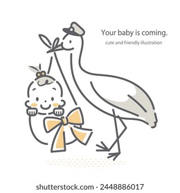 birth announcement, girl, cute illustration - Powered by Shutterstock