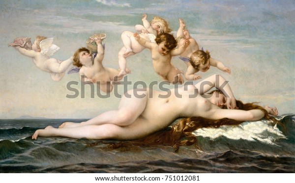 THE BIRTH OF VENUS, by Alexandre Cabanel, 1875, French\
painting, oil on canvas. This is a copy of Cabanels popular work\
exhibited in Paris Salon of 1863, which was purchased by Napoleon\
III for his pe