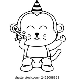 Birthday Animal Line Art Illustration for Kids Coloring Book, Birthday Animal Clipart Coloring Page, Animal Element for Design, Outline Illustration for Prints, Doodle Clipart for Coloring, JPEG File - Powered by Shutterstock