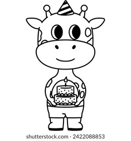 Birthday Animal Line Art Illustration for Kids Coloring Book, Birthday Animal Clipart Coloring Page, Animal Element for Design, Outline Illustration for Prints, Doodle Clipart for Coloring, JPEG File - Powered by Shutterstock