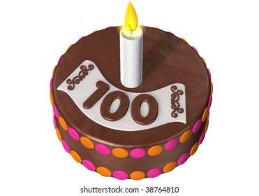 Birthday Cake With The Number 100