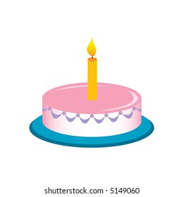 Birthday Cake One Candle On White Stock Illustration 5149060 | Shutterstock