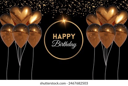 Birthday card with gold balloons and confetti, perfect for celebrating a special day. - Powered by Shutterstock