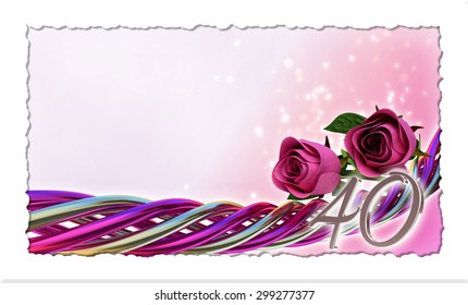 birthday concept with pink roses and sparks - Powered by Shutterstock