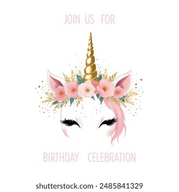 Birthday Party Invitation Unicorn Theme - Powered by Shutterstock