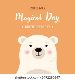 Birthday party invitation with vector cute bear - Powered by Shutterstock