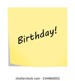 Birthday Reminder Post Note Isolated On Stock Illustration 1544860052 ...